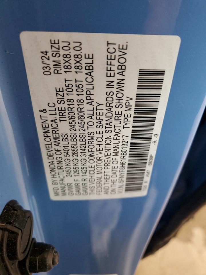 2024 HONDA PASSPORT TRAIL SPORT VIN:5FNYF8H61RB013217