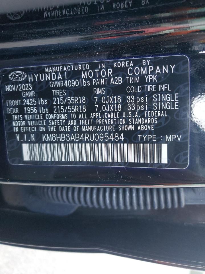 2024 HYUNDAI KONA SEL VIN:KM8HB3AB4RU095484