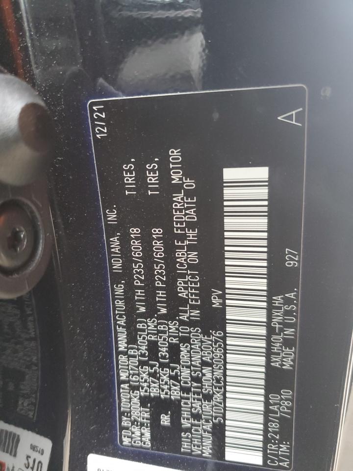 2022 TOYOTA SIENNA LIMITED VIN:5TDZRKEC3NS096576