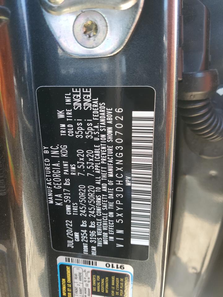2022 KIA TELLURIDE EX VIN:5XYP3DHCXNG307026