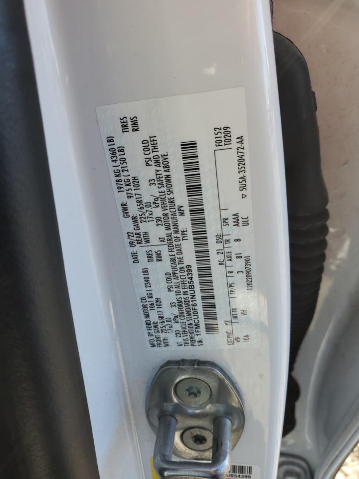 2022 FORD ESCAPE S VIN:1FMCU0F61NUB54399