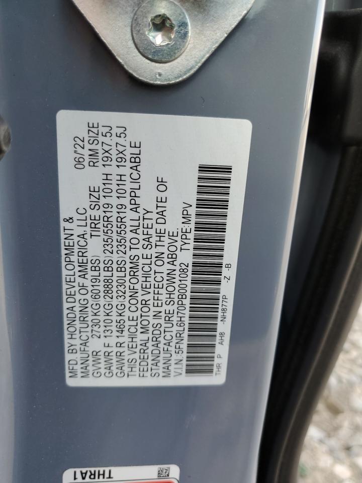 2023 HONDA ODYSSEY SPORT-L VIN:5FNRL6H70PB001082