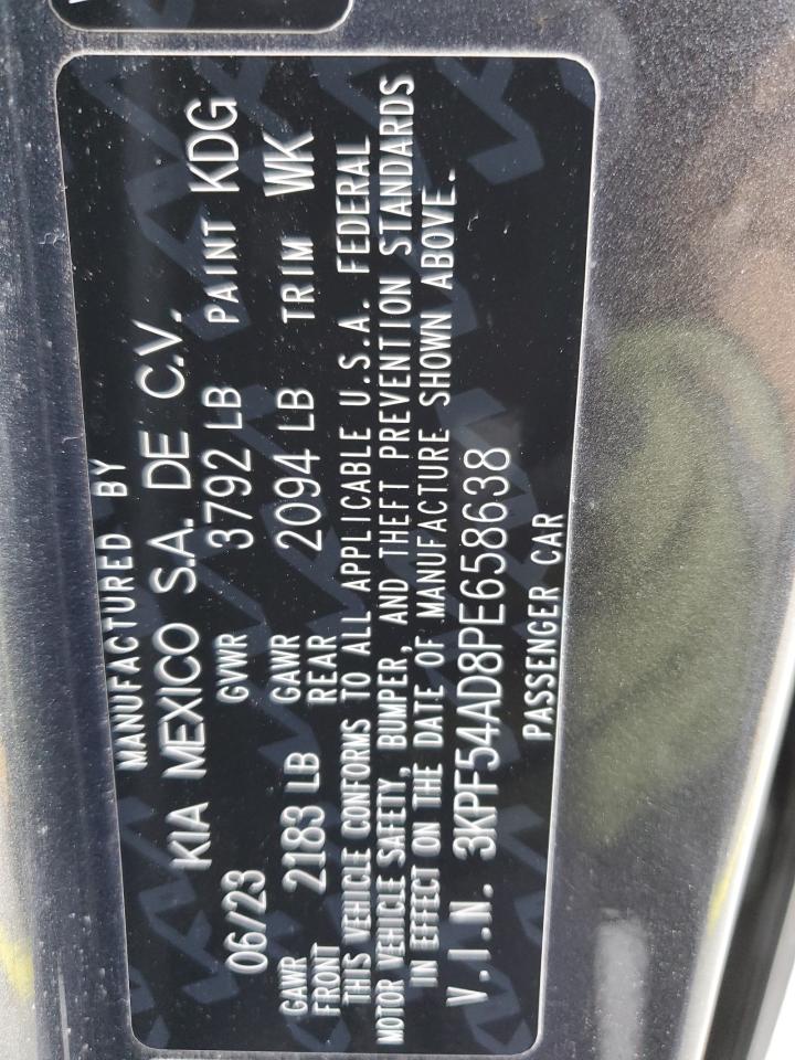2023 KIA FORTE GT LINE VIN:3KPF54AD8PE658638