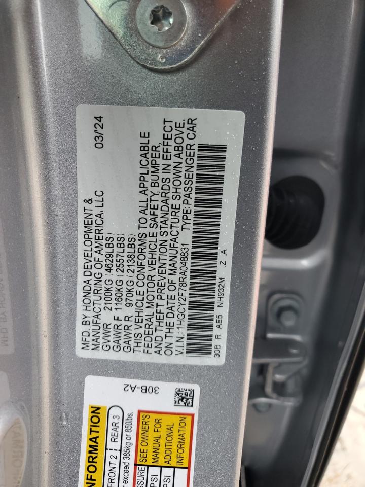 2024 HONDA ACCORD HYBRID SPORT-L VIN:1HGCY2F78RA048831