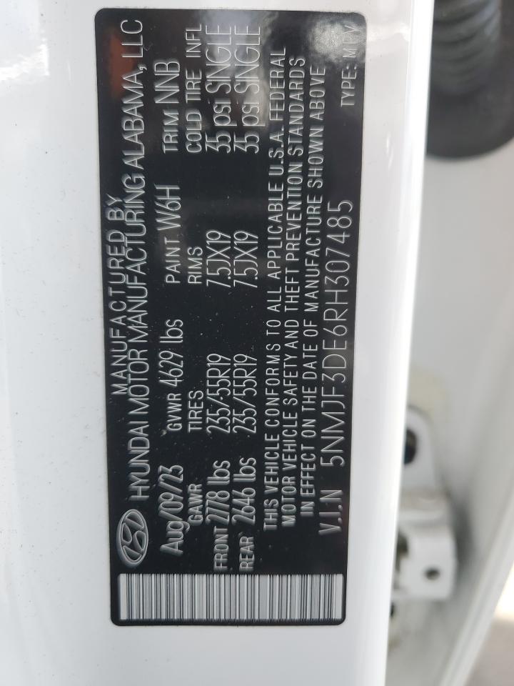 2024 HYUNDAI TUCSON SEL VIN:5NMJF3DE6RH307485