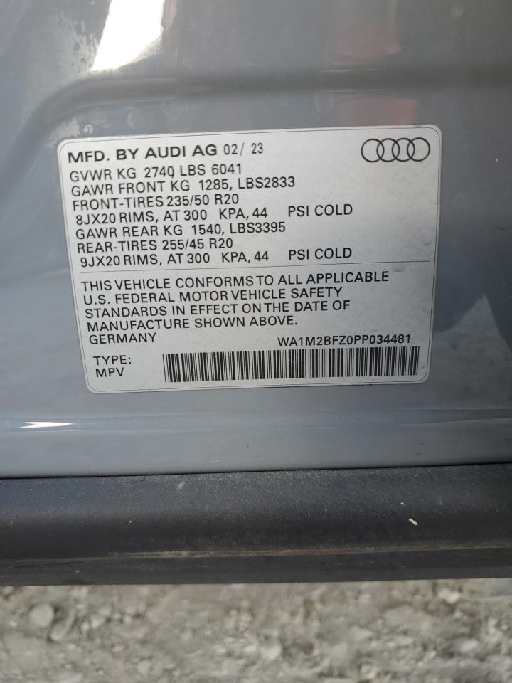 2023 AUDI Q4 E-TRON PRESTIGE VIN:WA1M2BFZ0PP034481