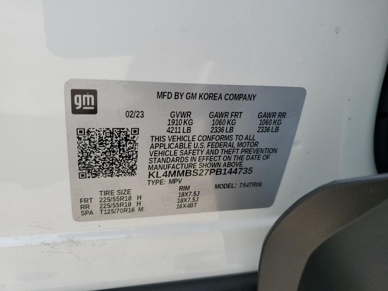 2023 BUICK ENCORE GX PREFERRED VIN:KL4MMBS27PB144735