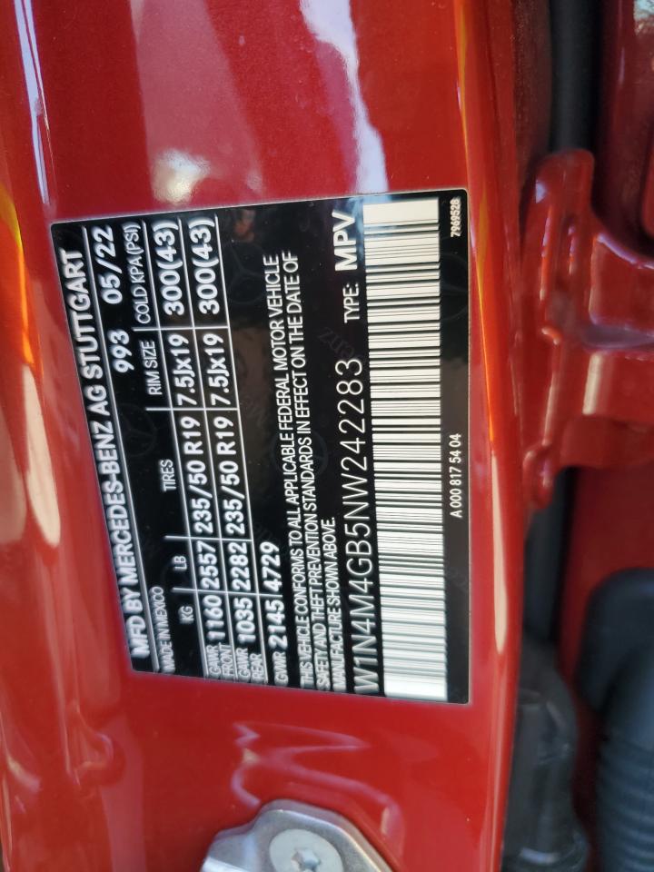 2022 MERCEDES-BENZ GLB 250 VIN:W1N4M4GB5NW242283