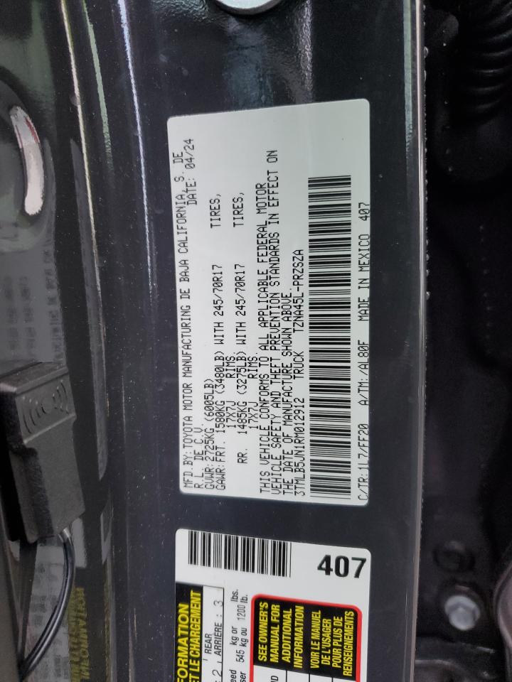 2024 TOYOTA TACOMA DOUBLE CAB VIN:3TMLB5JN1RM012912
