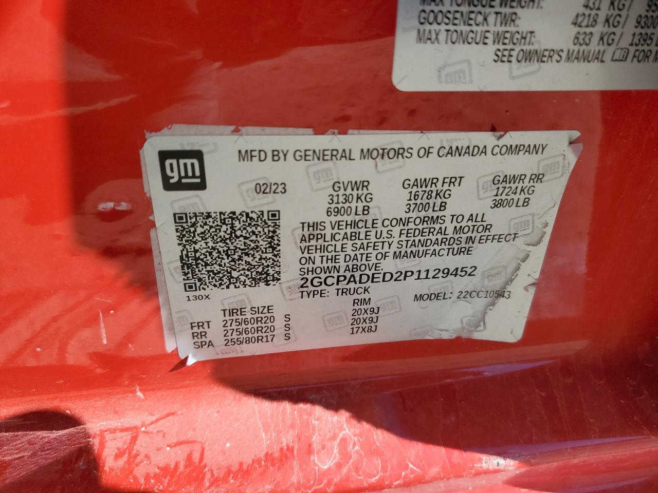 2023 CHEVROLET SILVERADO C1500 RST VIN:2GCPADED2P1129452