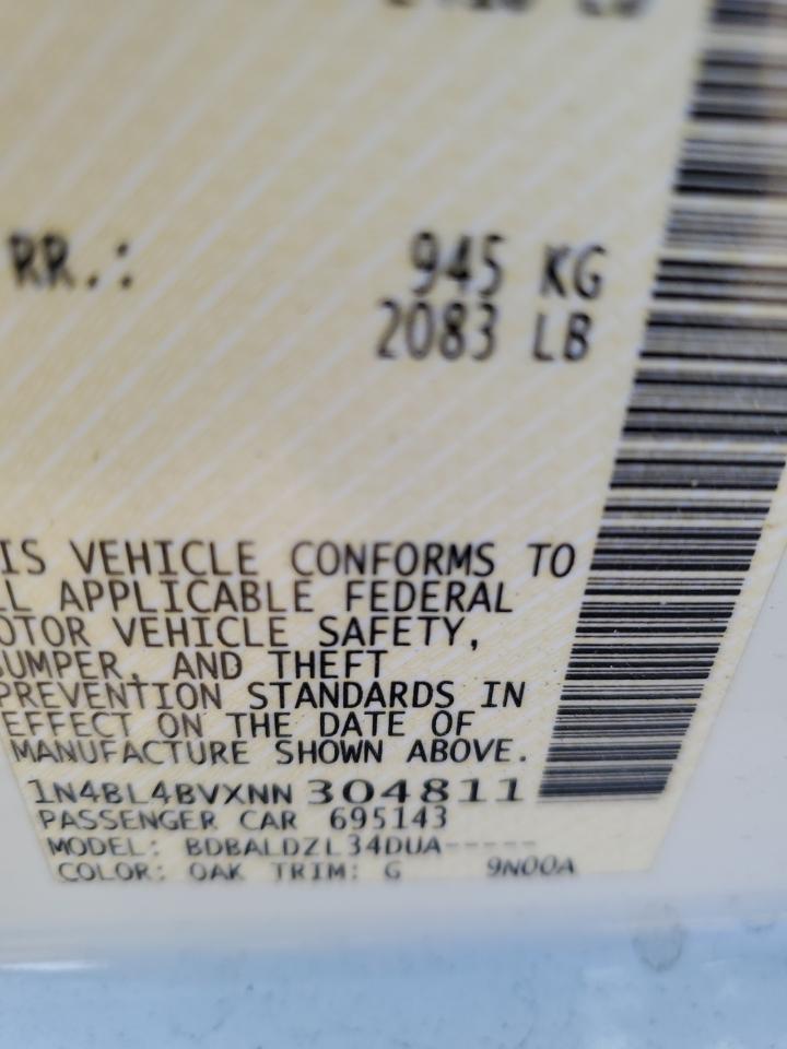 2022 NISSAN ALTIMA S VIN:1N4BL4BVXNN304811