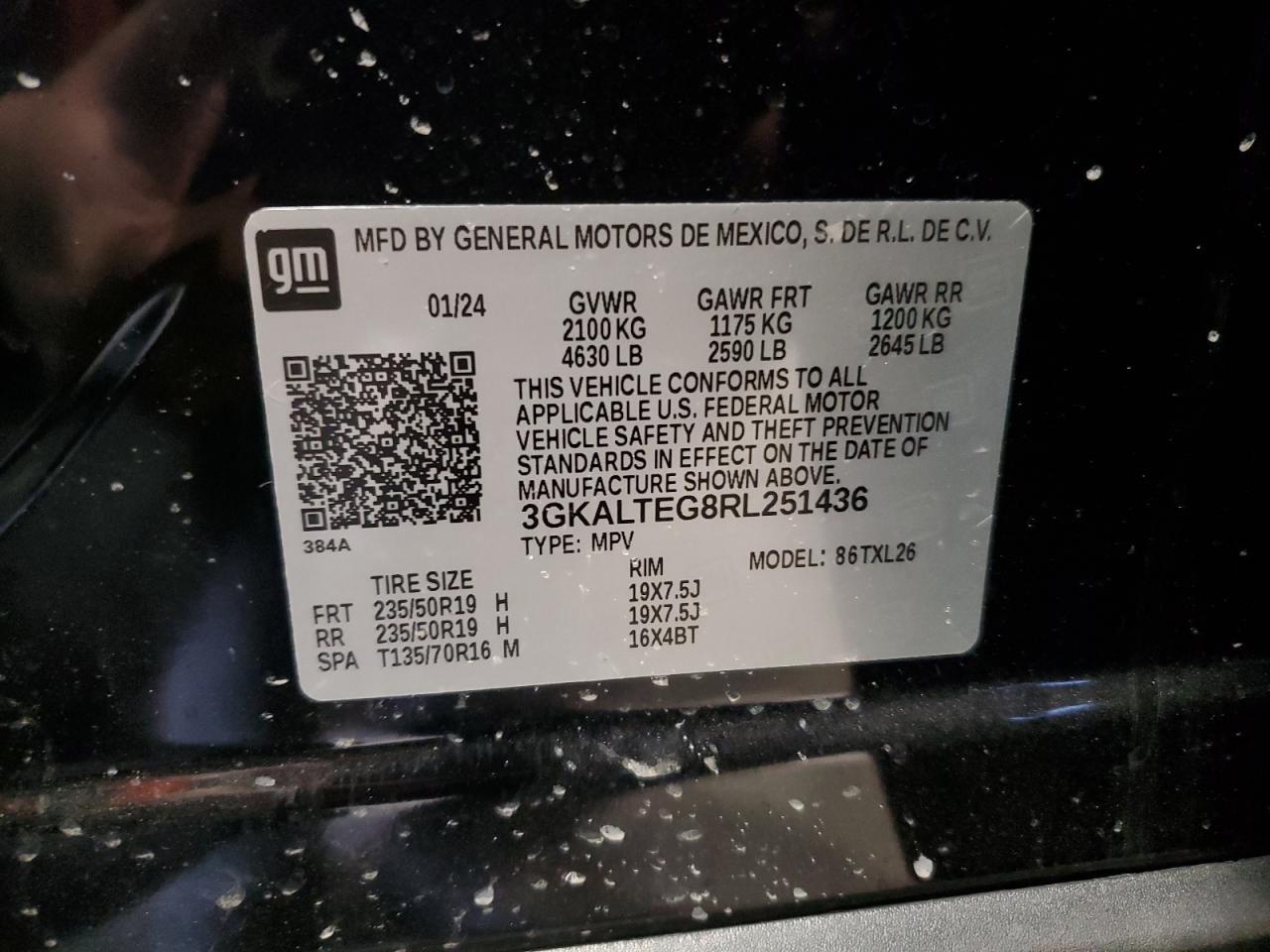 2024 GMC TERRAIN SLE VIN:3GKALTEG8RL251436