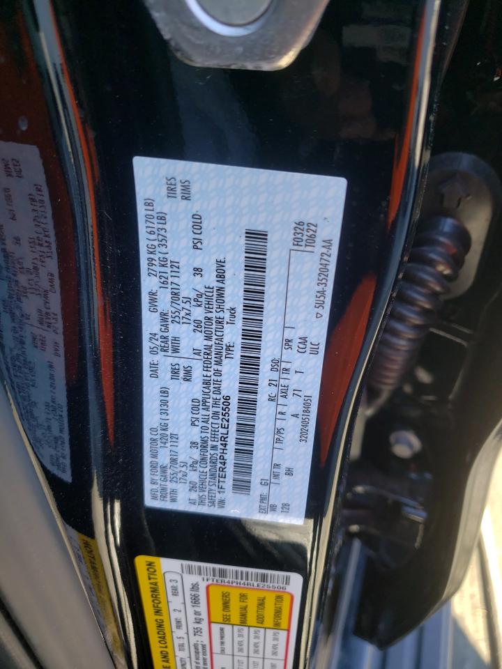 2024 FORD RANGER XL VIN:1FTER4PH4RLE25506