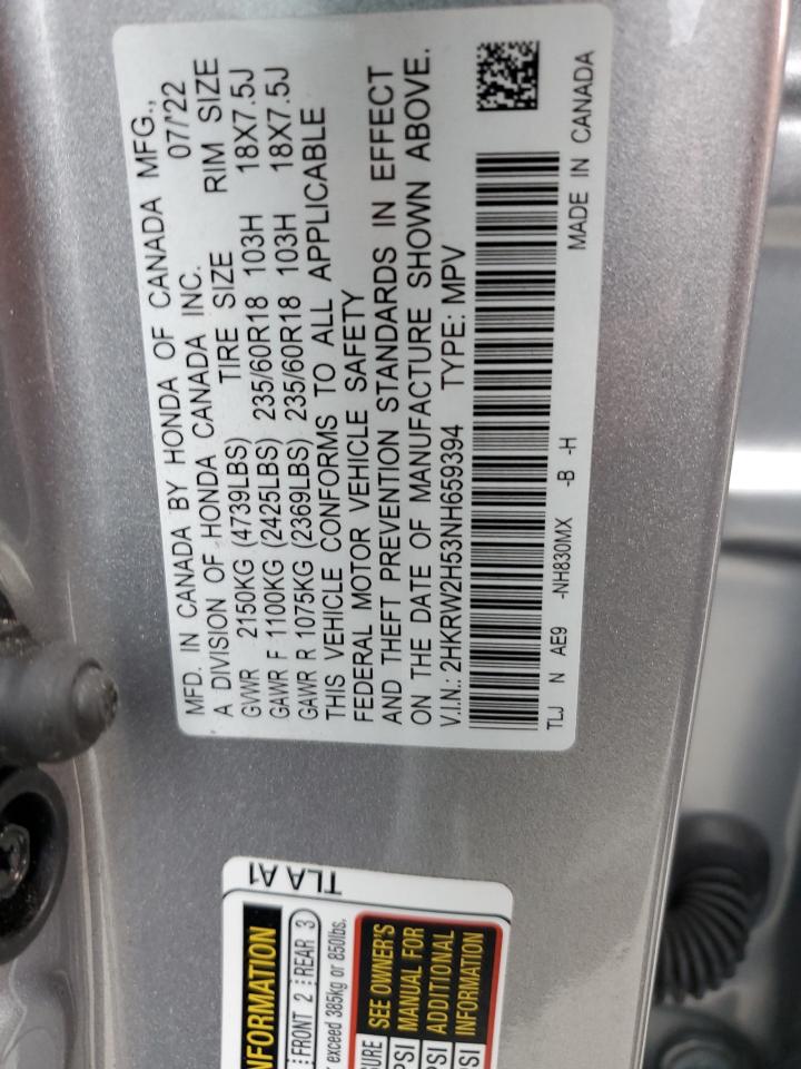 2022 HONDA CR-V EX VIN:2HKRW2H53NH659394