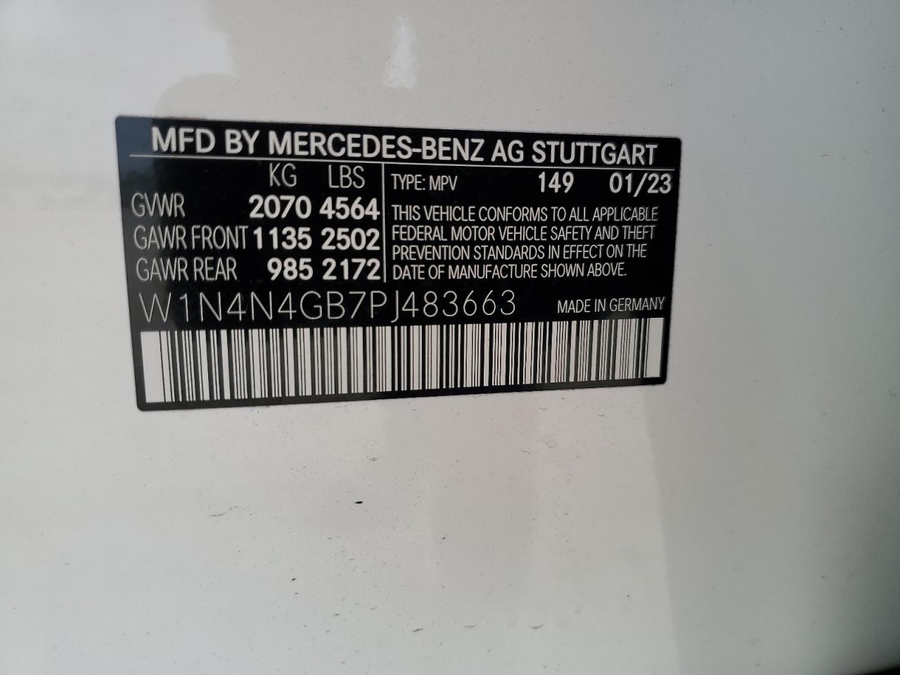 2023 MERCEDES-BENZ GLA 250 VIN:W1N4N4GB7PJ483663