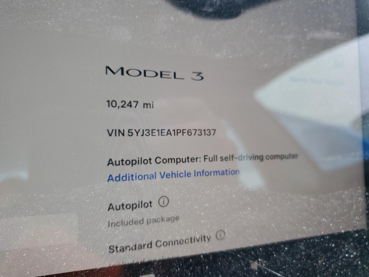 2023 TESLA MODEL 3  VIN:5YJ3E1EA1PF673137