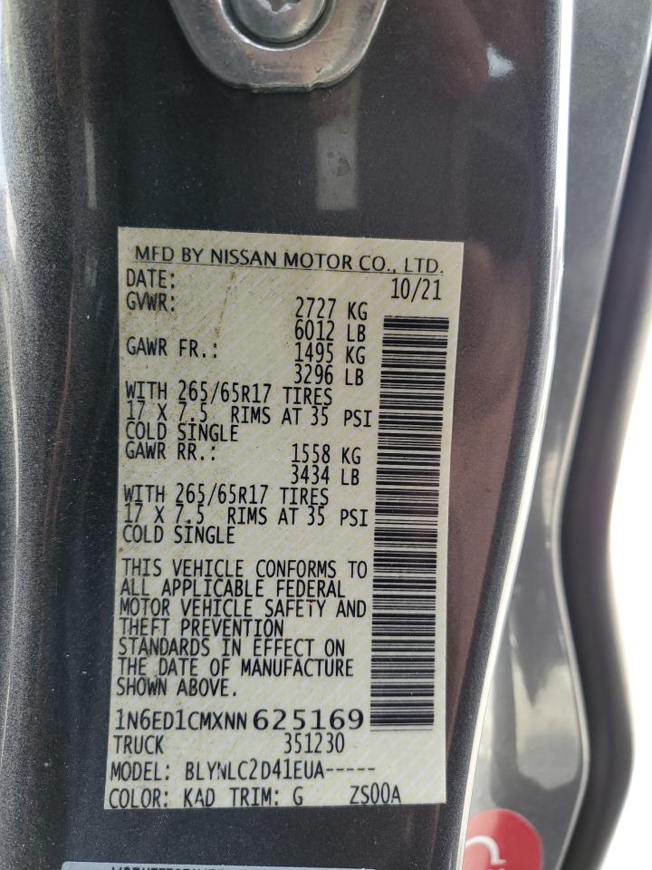 2022 NISSAN FRONTIER S VIN:1N6ED1CMXNN625169