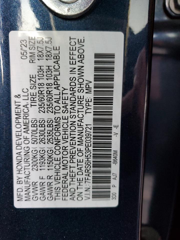 2023 HONDA CR-V SPORT VIN:7FARS6H53PE039721