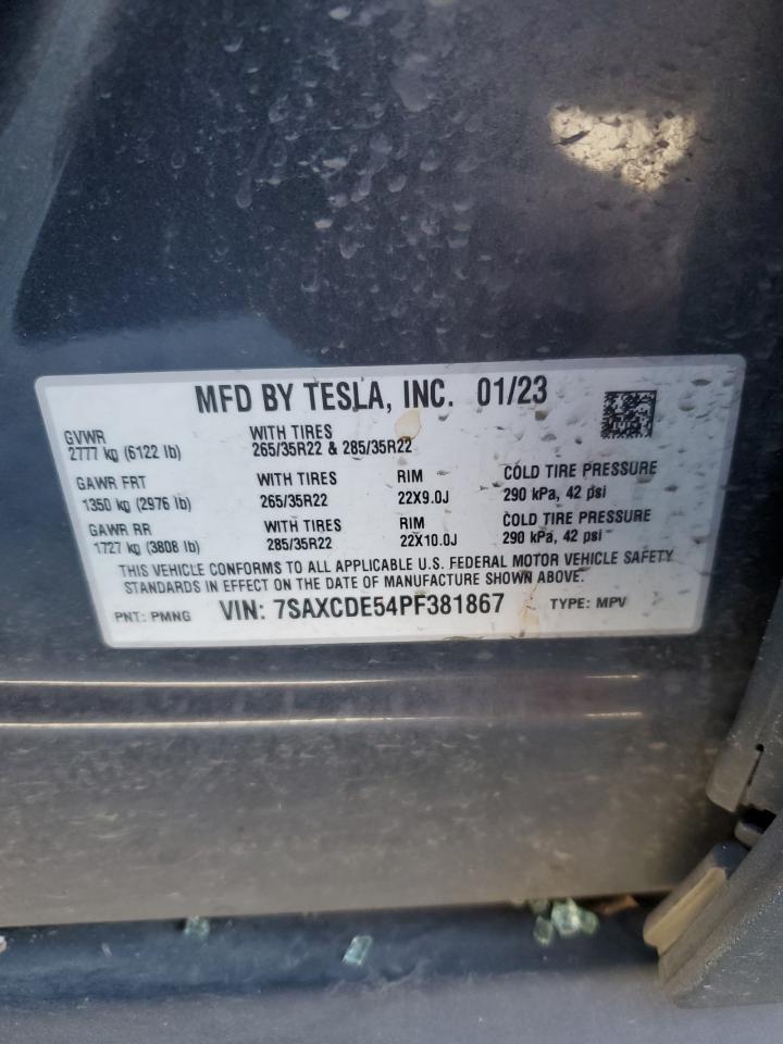 2023 TESLA MODEL X  VIN:7SAXCDE54PF381867