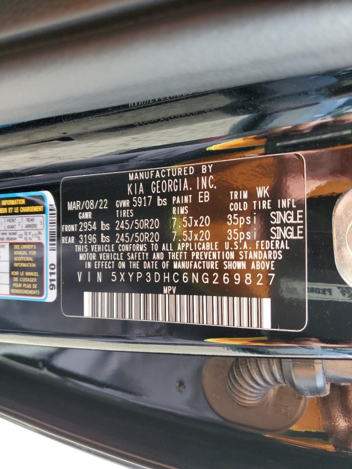 2022 KIA TELLURIDE EX VIN:5XYP3DHC6NG269827