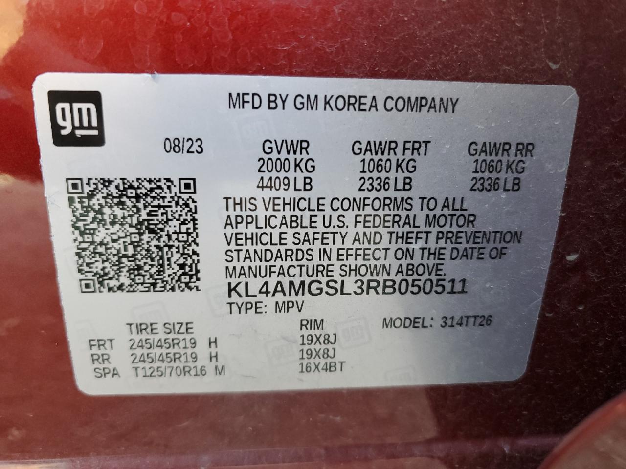 2024 BUICK ENCORE GX AVENIR VIN:KL4AMGSL3RB050511