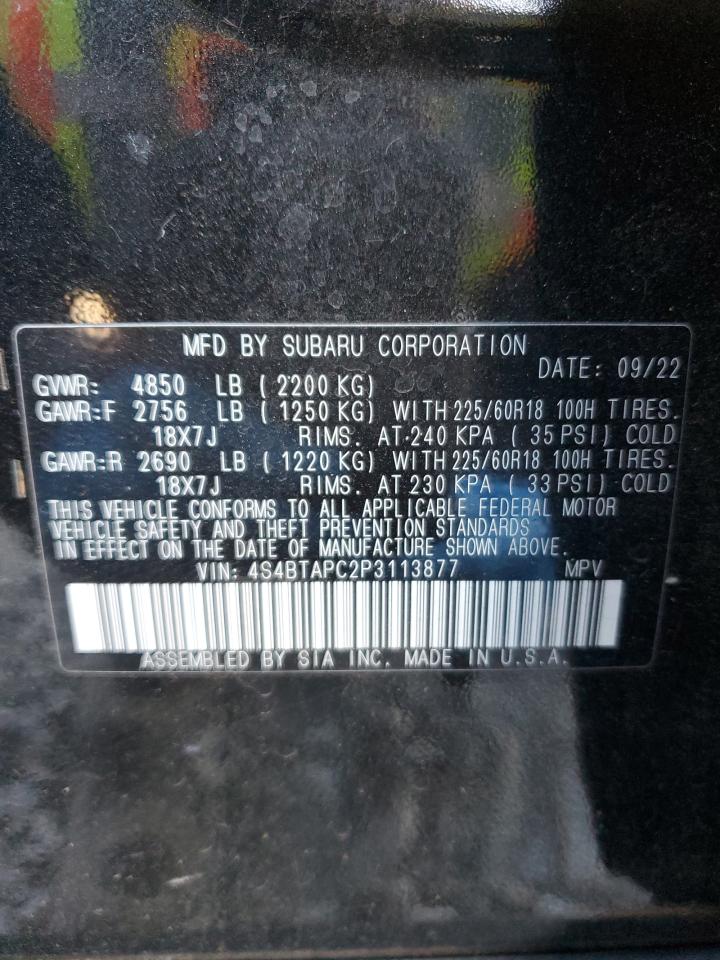 2023 SUBARU OUTBACK TOURING VIN:4S4BTAPC2P3113877