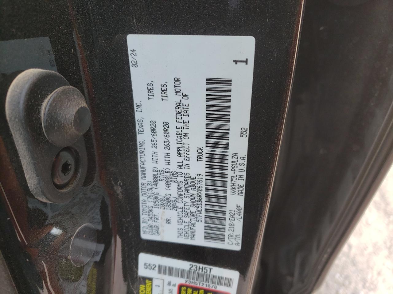 2024 TOYOTA TUNDRA CREWMAX LIMITED VIN:1GNKRHKD5HJ289516