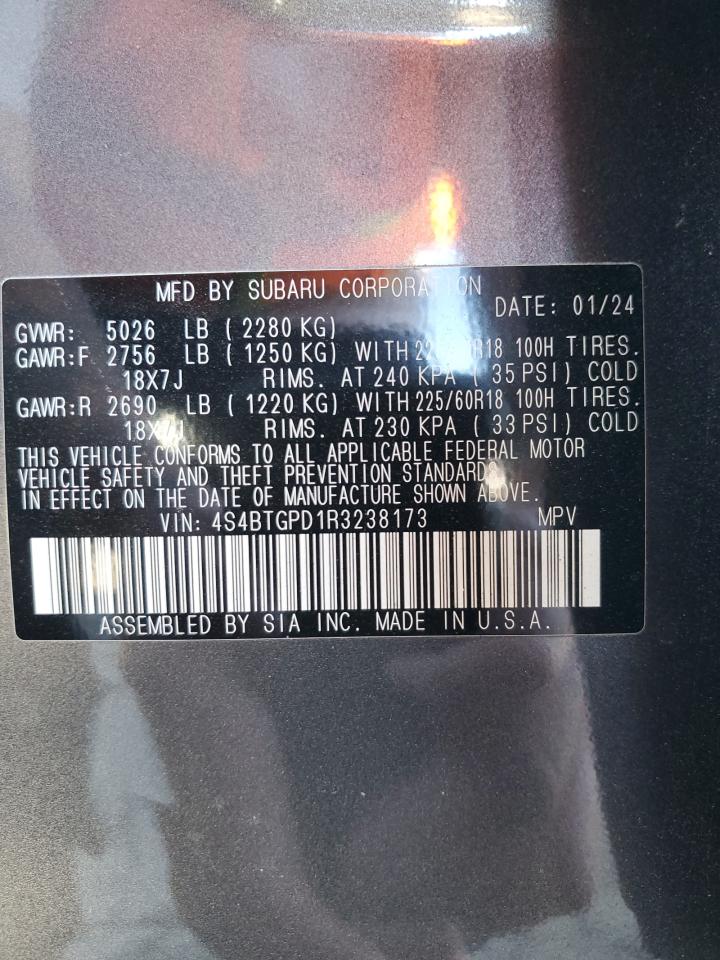 2024 SUBARU OUTBACK TOURING VIN:4S4BTGPD1R3238173