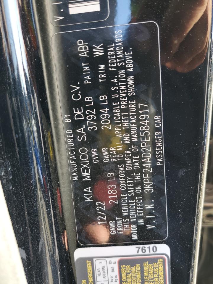 2023 KIA FORTE LX VIN:3KPF24AD2PE584917