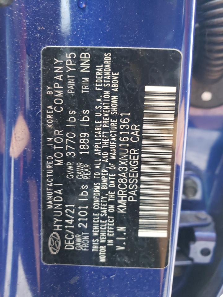 2022 HYUNDAI VENUE SEL VIN:KMHRC8A3XNU161361