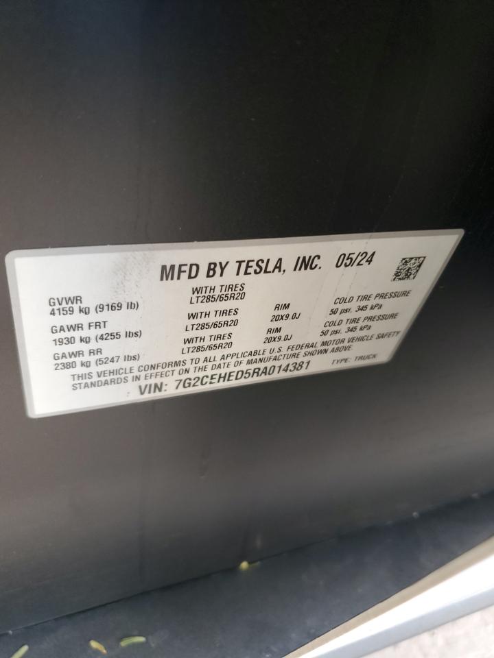 2024 TESLA CYBERTRUCK  VIN:7G2CEHED5RA014381