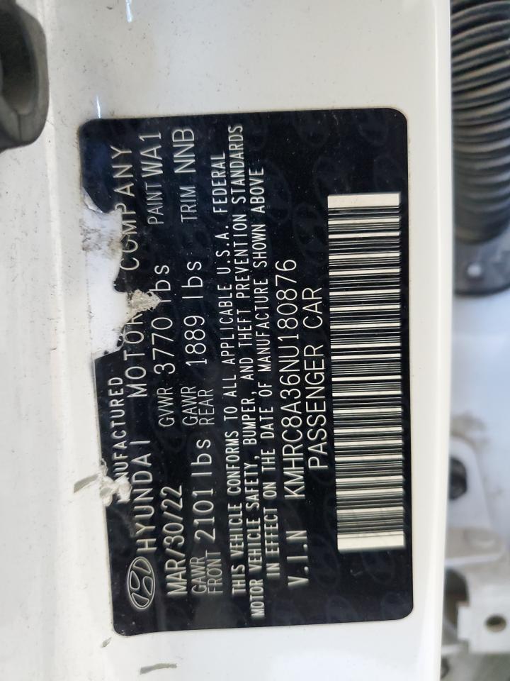 2022 HYUNDAI VENUE SEL VIN:KMHRC8A36NU180876