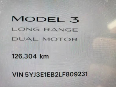 2020 Tesla Model 3 VIN: