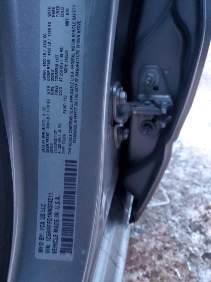 2022 RAM 1500 BIG HORN/LONE STAR VIN:1C6RRFFG1NN324211