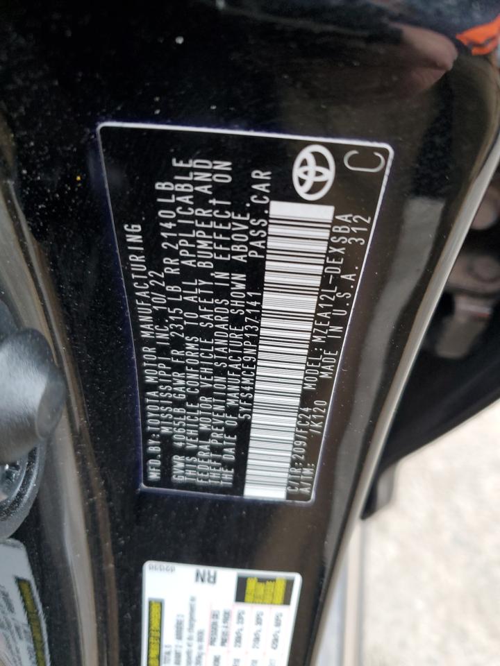 2022 TOYOTA COROLLA SE VIN:5YFS4MCE9NP137141
