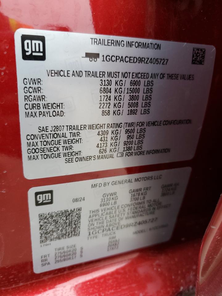 2024 CHEVROLET SILVERADO C1500 LT VIN:1GCPACED9RZ405727