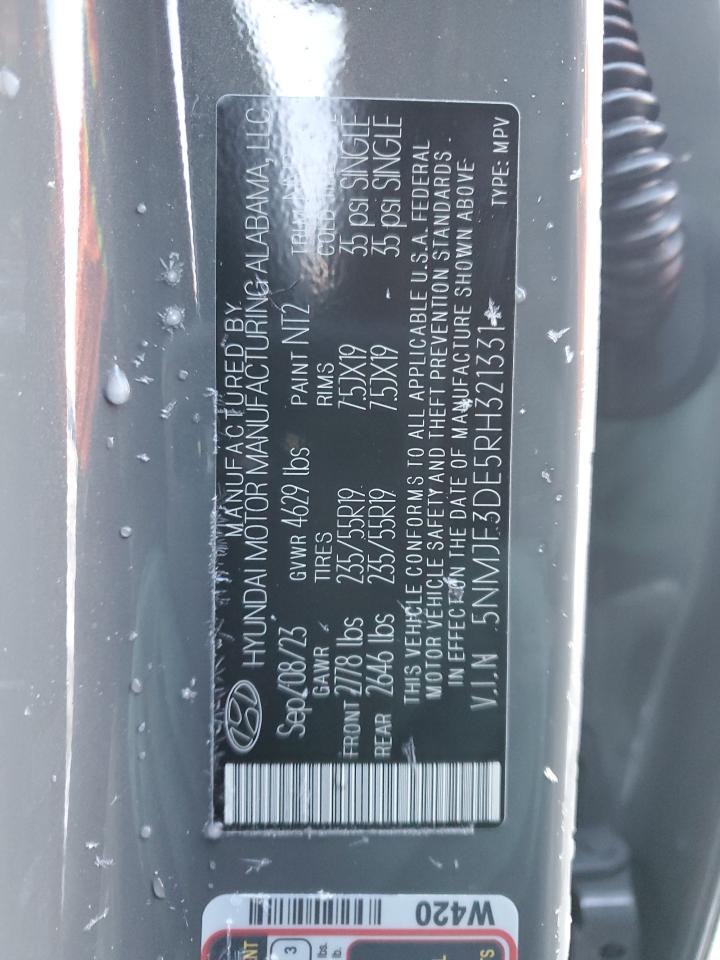 2024 HYUNDAI TUCSON SEL VIN:5NMJF3DE5RH321331