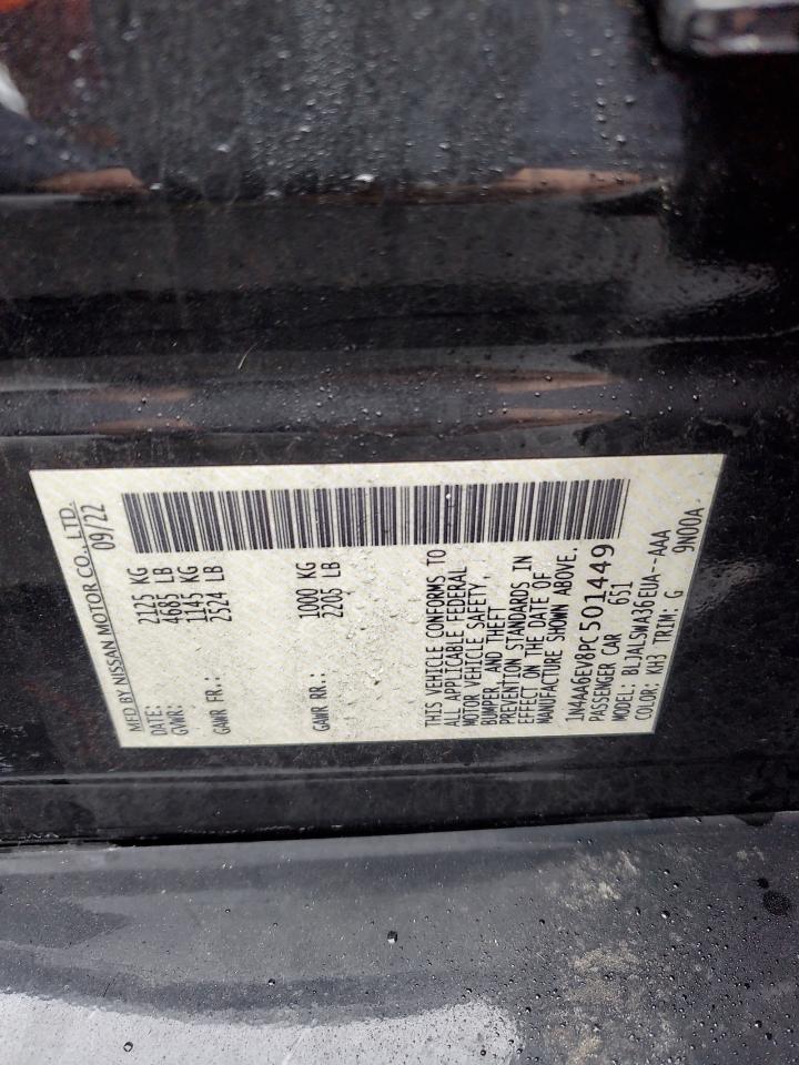 2023 NISSAN MAXIMA SR VIN:1N4AA6EV8PC501449