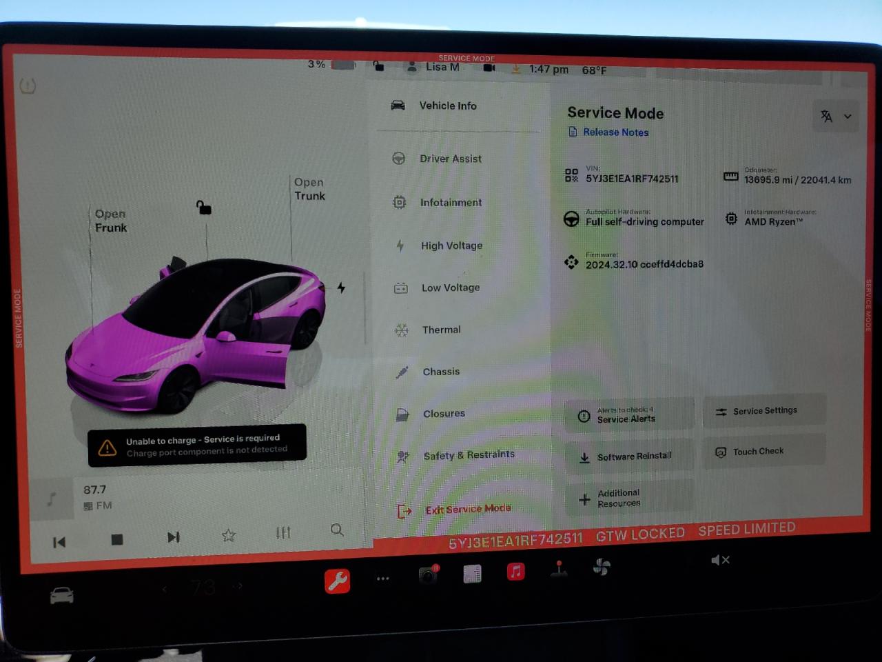 2024 TESLA MODEL 3  VIN:5YJ3E1EA1RF742511