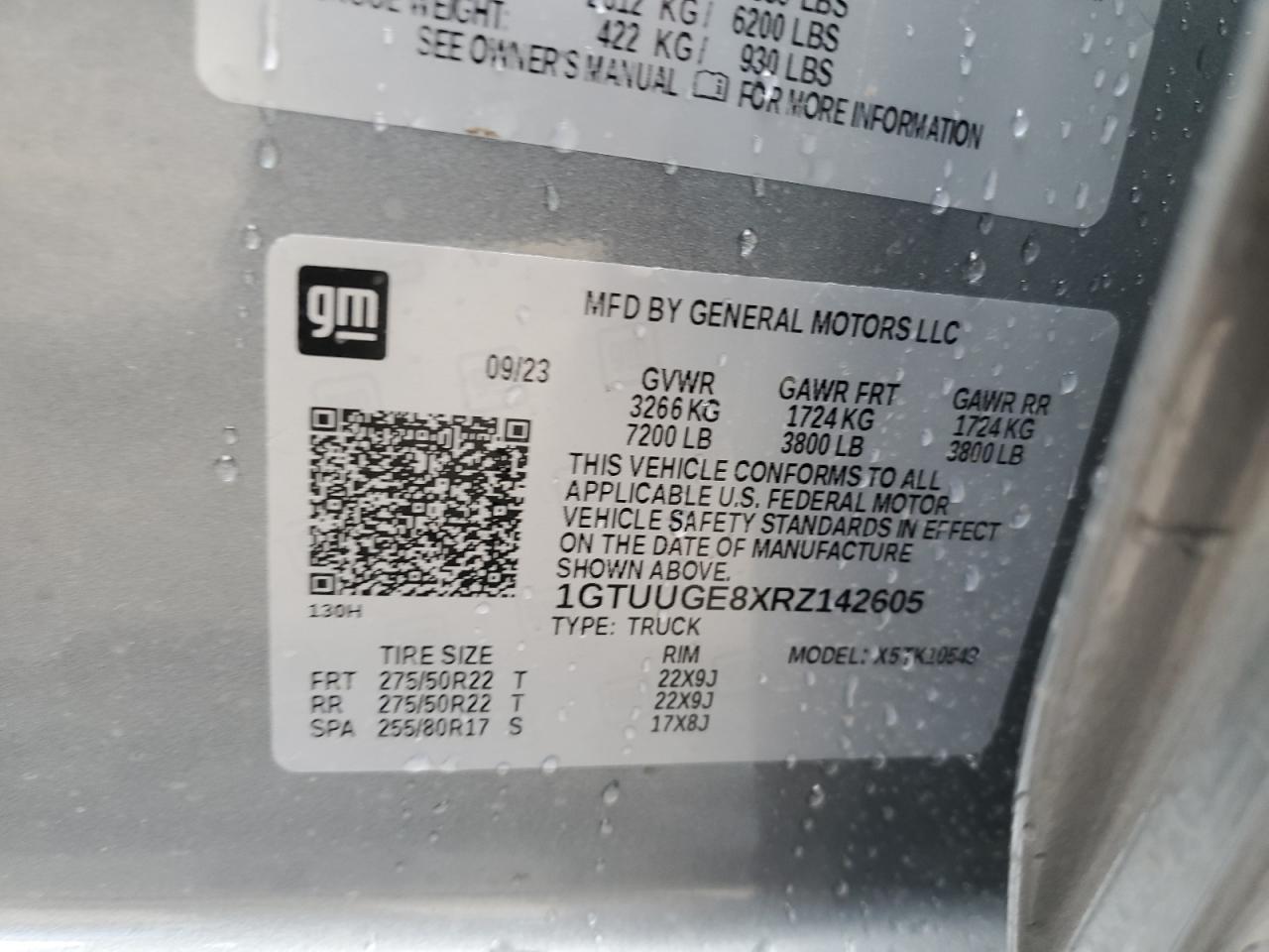 2024 GMC SIERRA K1500 DENALI VIN:1GTUUGE8XRZ142605