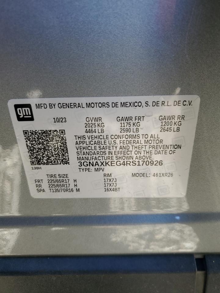 2024 CHEVROLET EQUINOX LT VIN:3GNAXKEG4RS170926