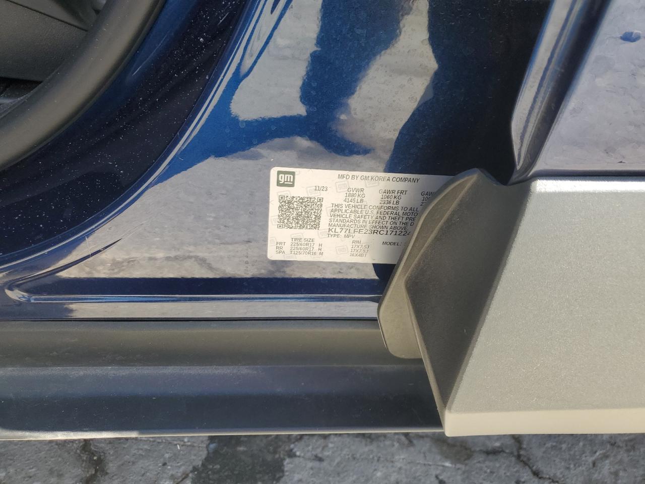 2024 CHEVROLET TRAX LS VIN:KL77LFE23RC171224