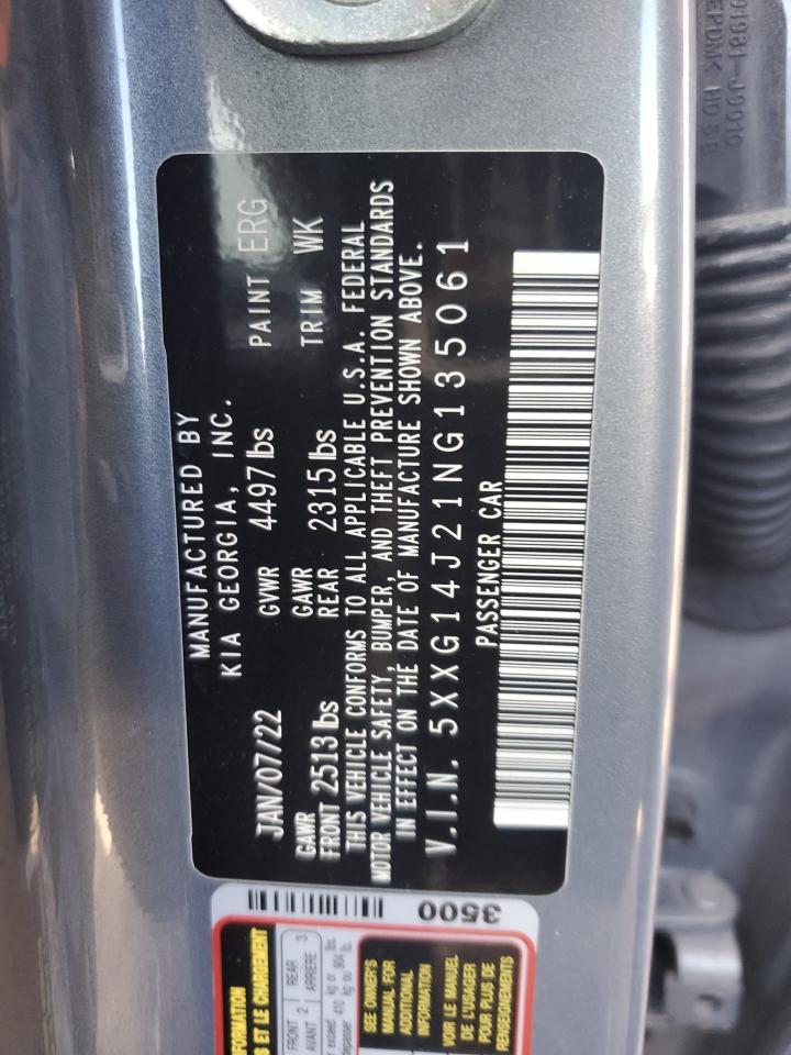 2022 KIA K5 LXS VIN:5XXG14J21NG135061