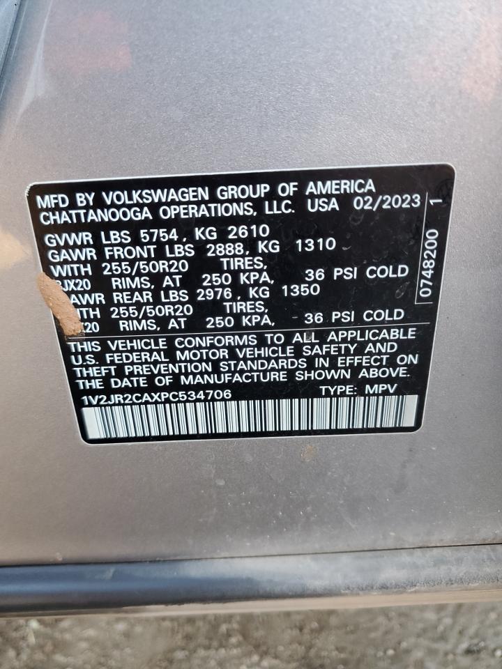 2023 VOLKSWAGEN ATLAS SE VIN:1V2JR2CAXPC534706