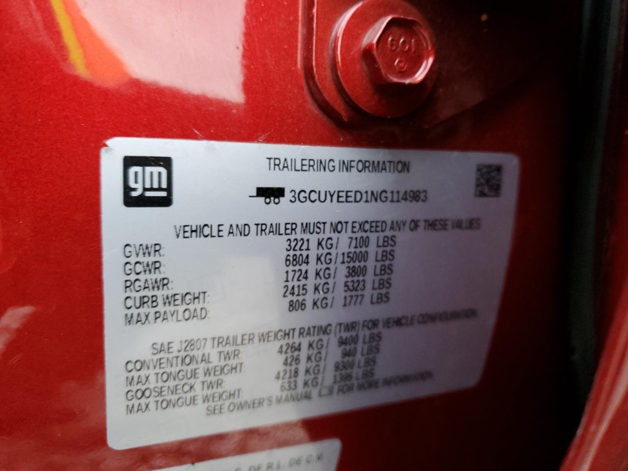 2022 CHEVROLET SILVERADO LTD K1500 RST VIN:3GCUYEED1NG114983