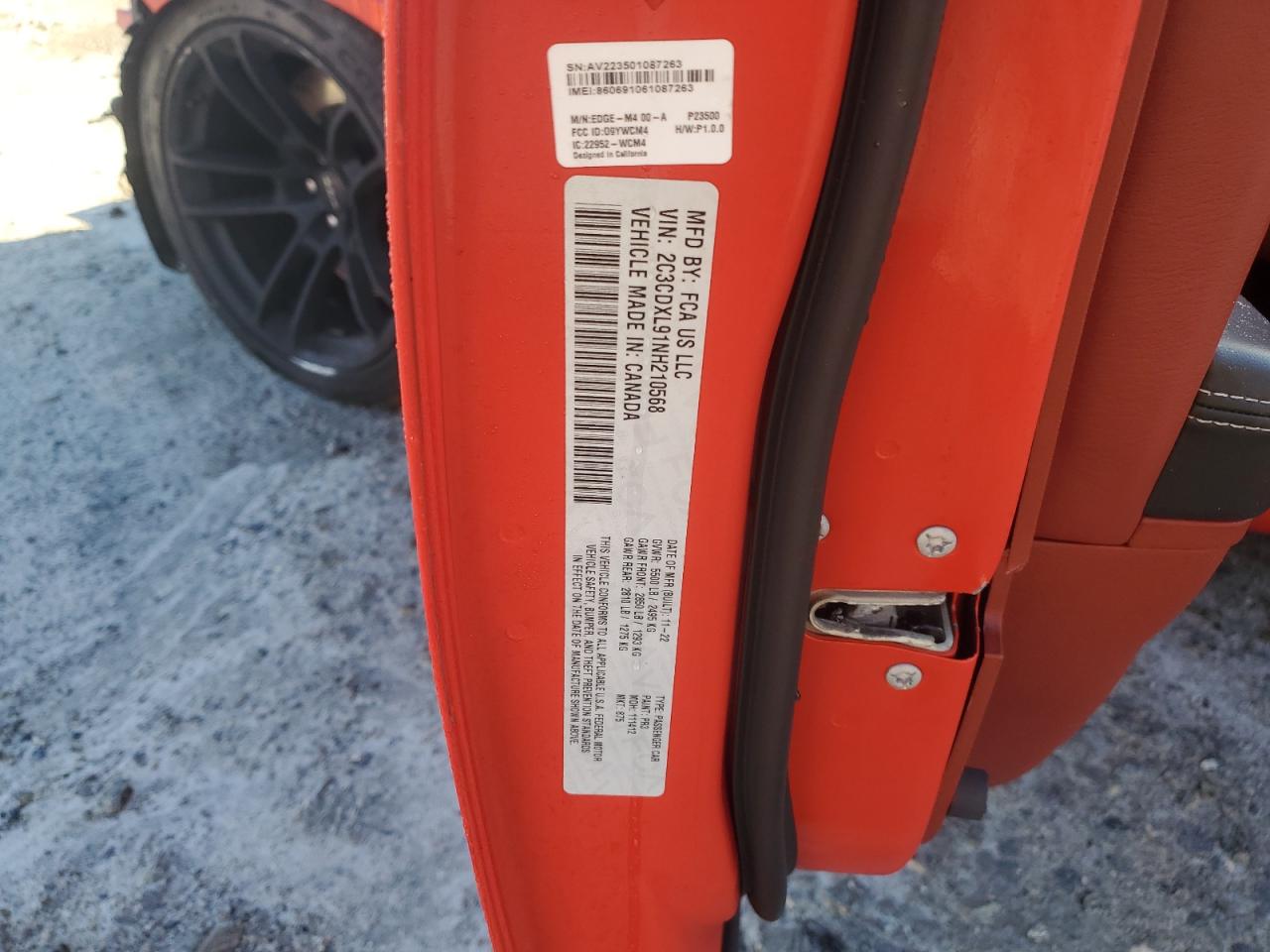 2022 DODGE CHARGER SRT HELLCAT VIN:2C3CDXL91NH210568