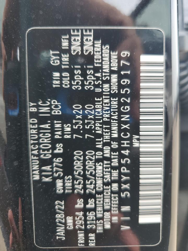 2022 KIA TELLURIDE SX VIN:5XYP54HCXNG259179