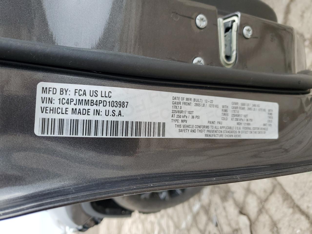 2023 JEEP CHEROKEE ALTITUDE LUX VIN:1C4PJMMB4PD103987