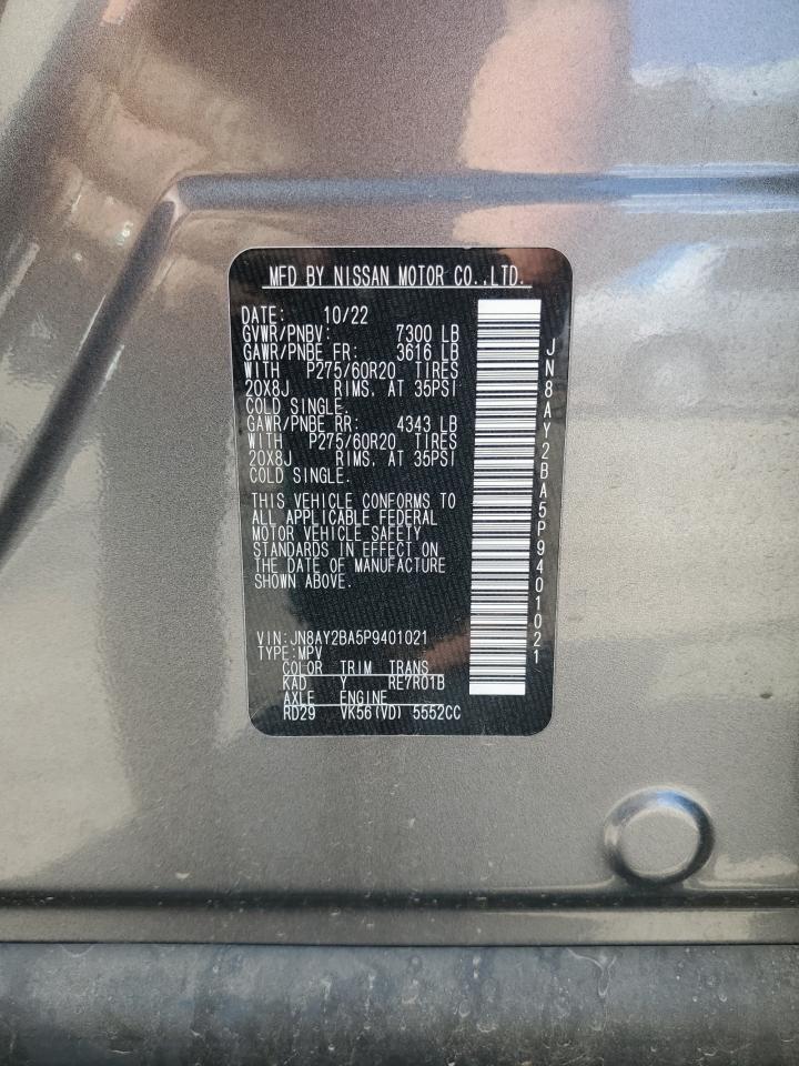 2023 NISSAN ARMADA SL VIN:JN8AY2BA5P9401021