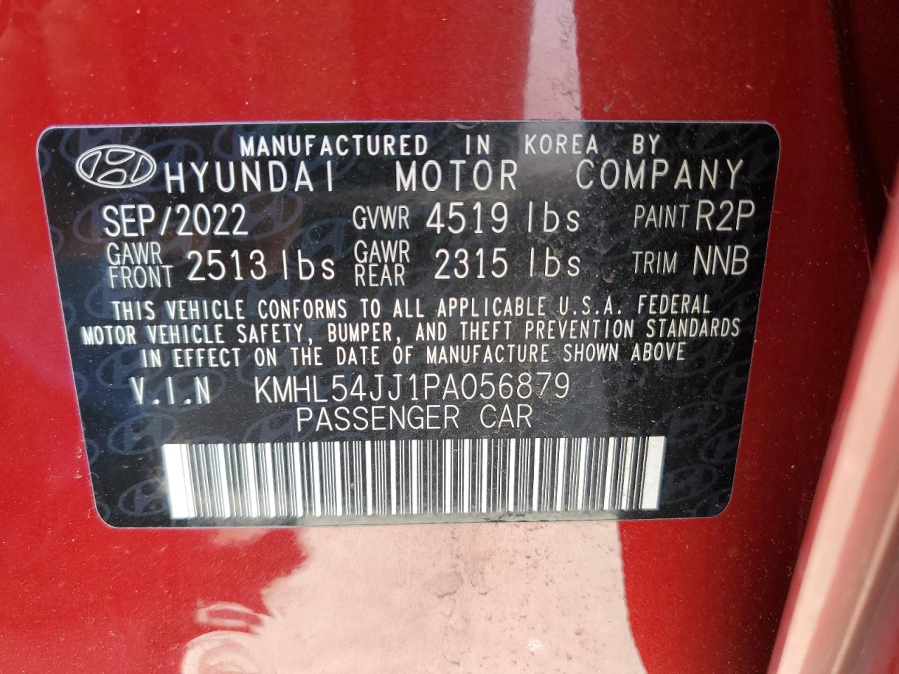 2023 HYUNDAI SONATA HYBRID VIN:WP0AA2A8XNS255297